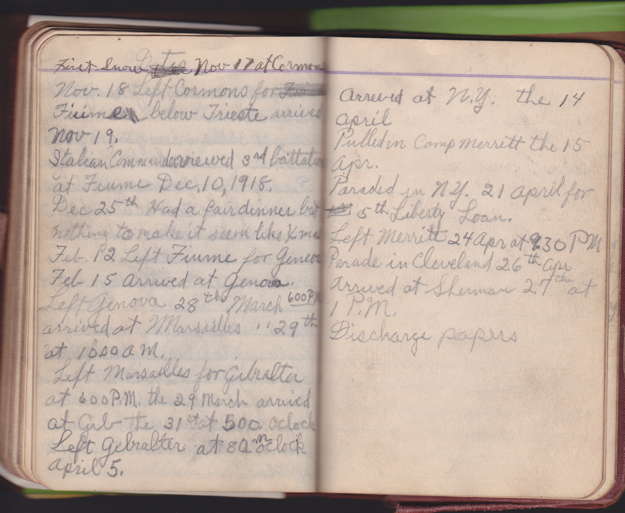 RUTHENBERG Herbert MG Co 332nd Diary 2 RUTHENBERG Herbert MG Co 332nd Diary 2