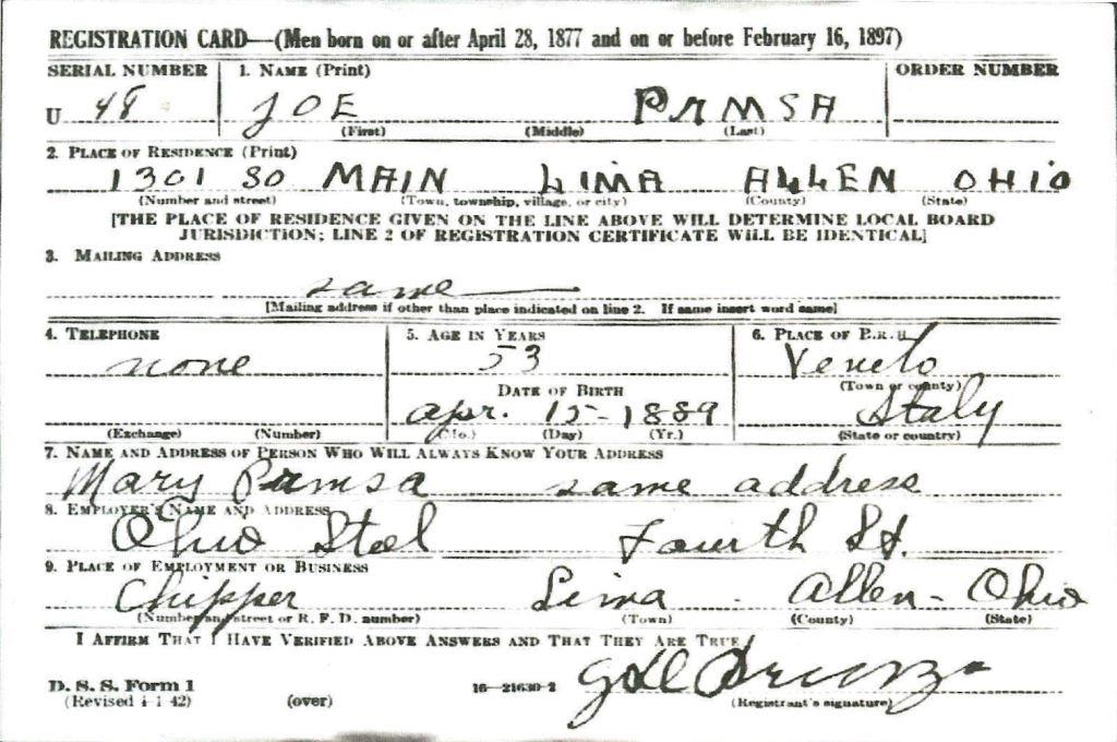 PRINSAJoe WWII draft regcomp