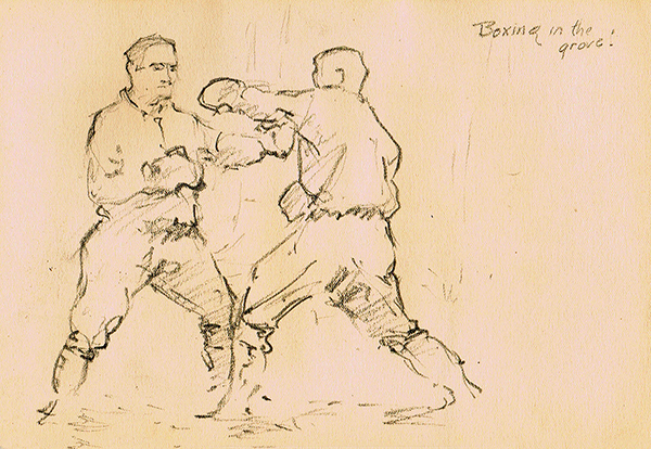 simple line drawing of two boxers sparring