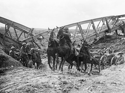 BRIT horses pulling gun up hill