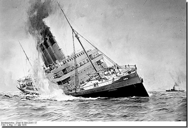 lusitania sinks ww1
