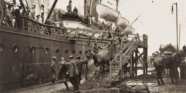 Brit unloading ship maybe egypt brit army museum
