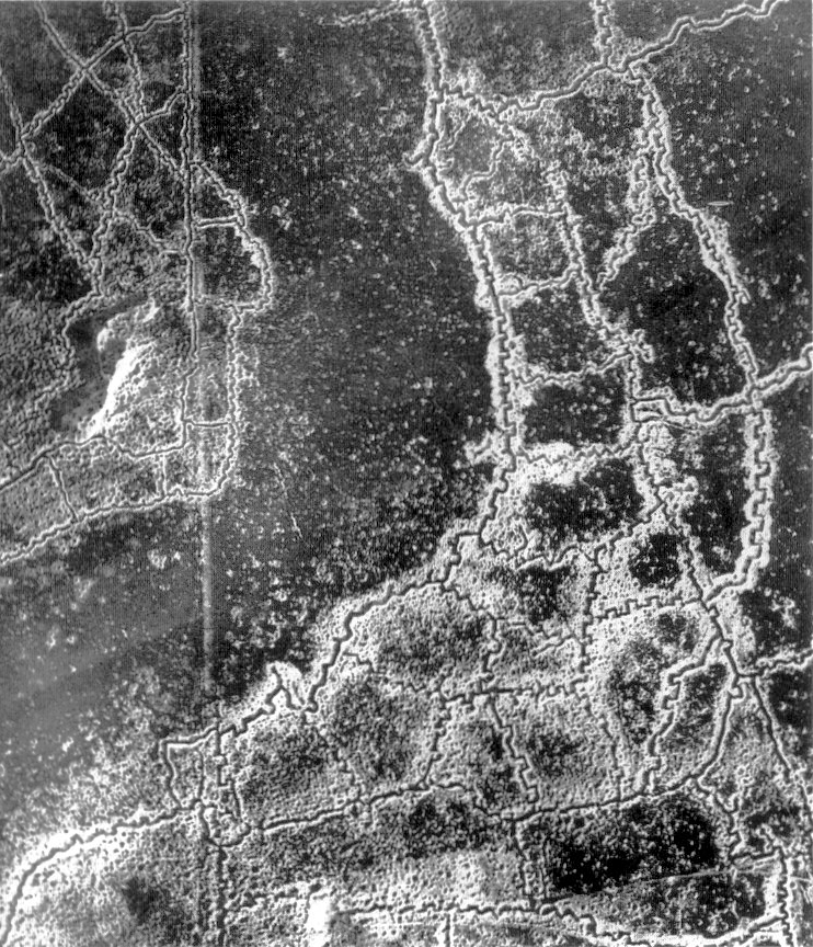 Aerial view Loos Hulluch trench system July 1917