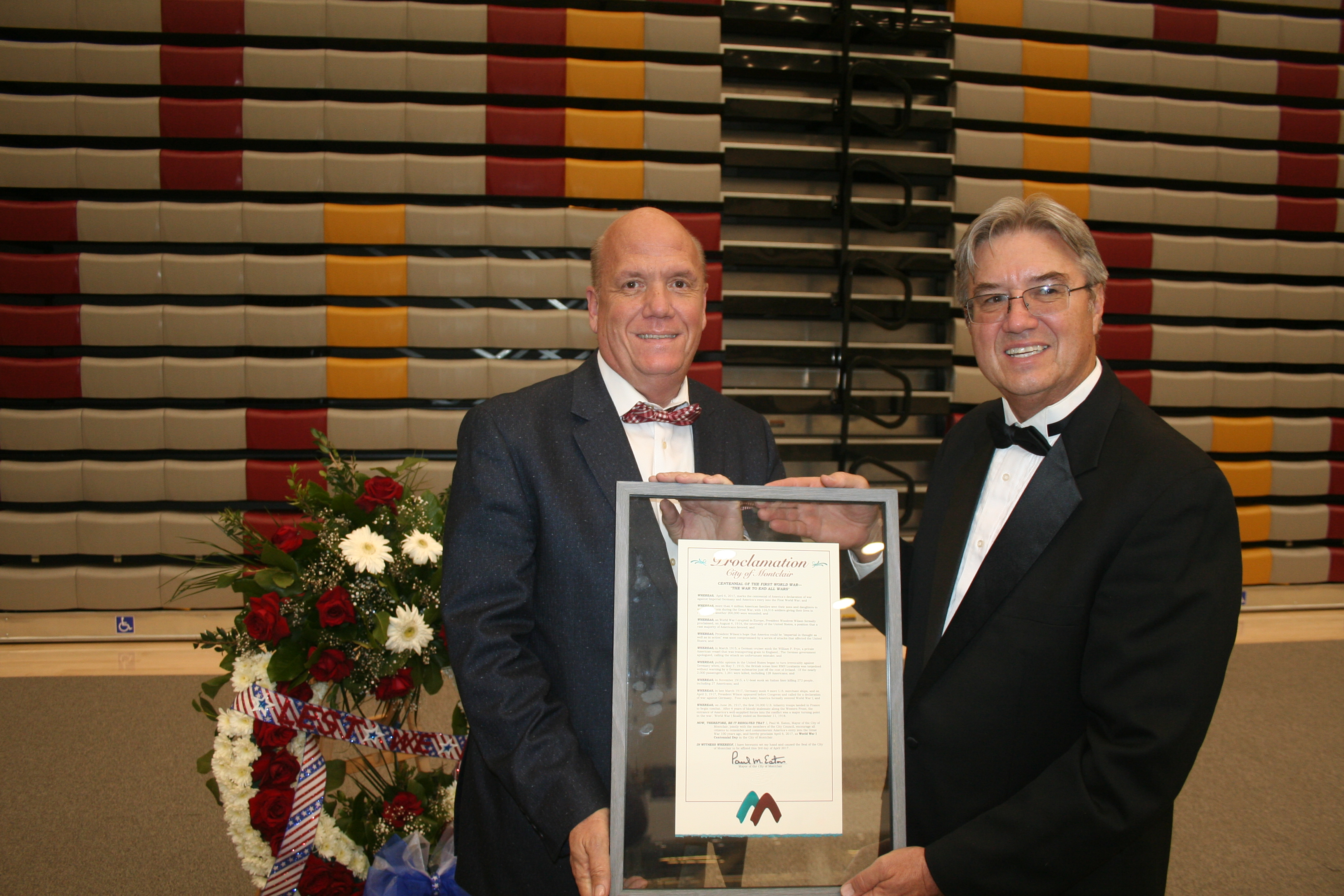 MC Bill Betten Accepts Proclamation From Montclair Councilman Bill Ruh