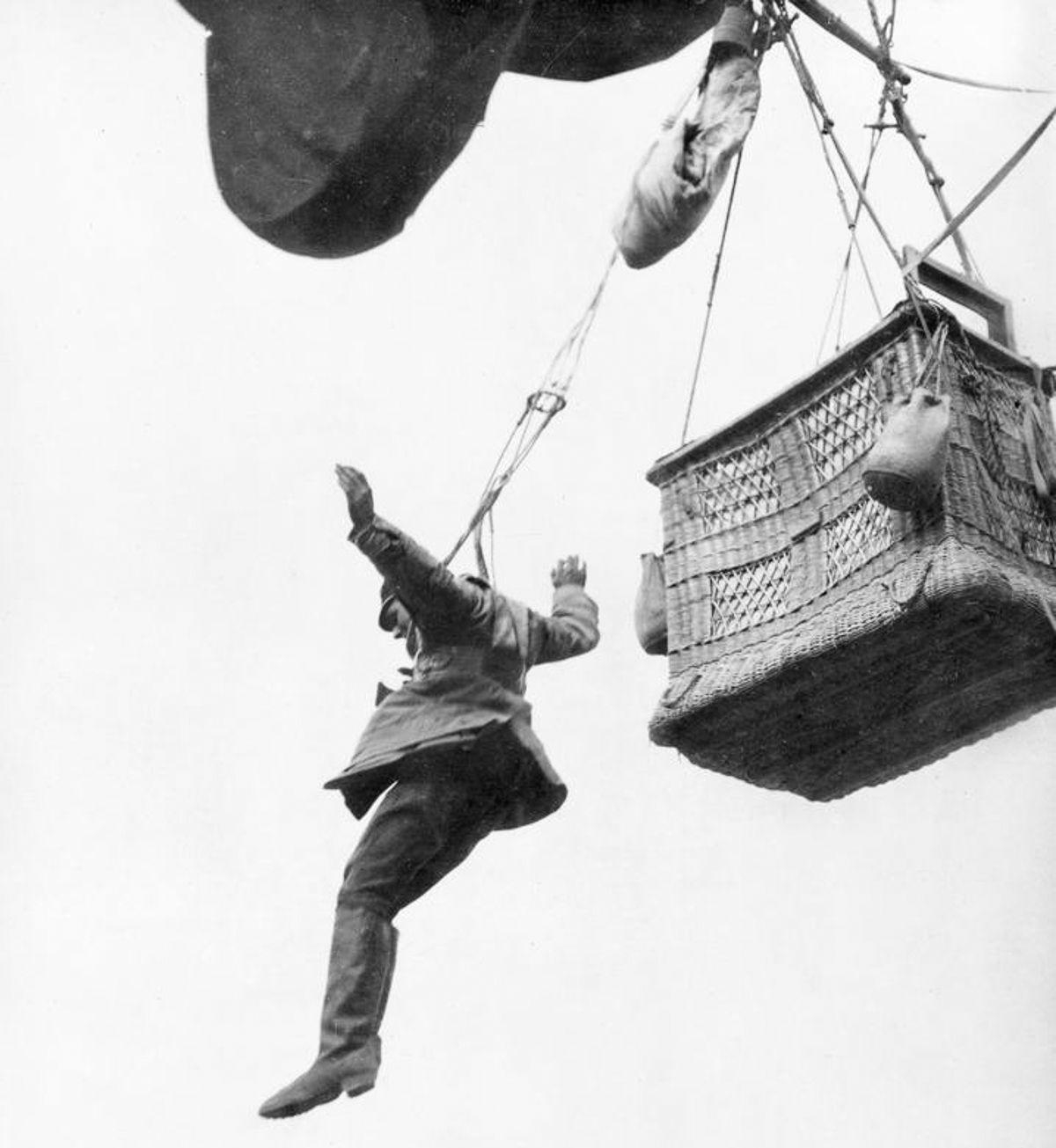 parchuting from a balloon