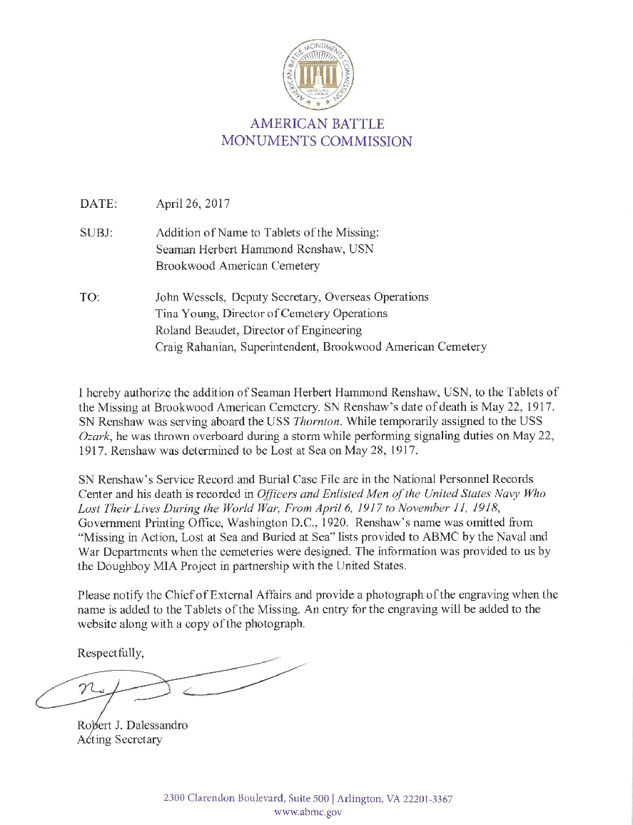Renshaw letter ABMC