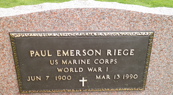 Riege headstone