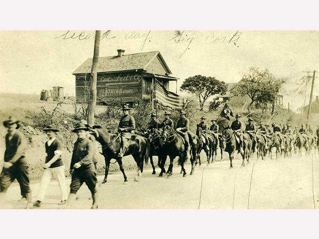 Picture of the 106th field signal battalion marching