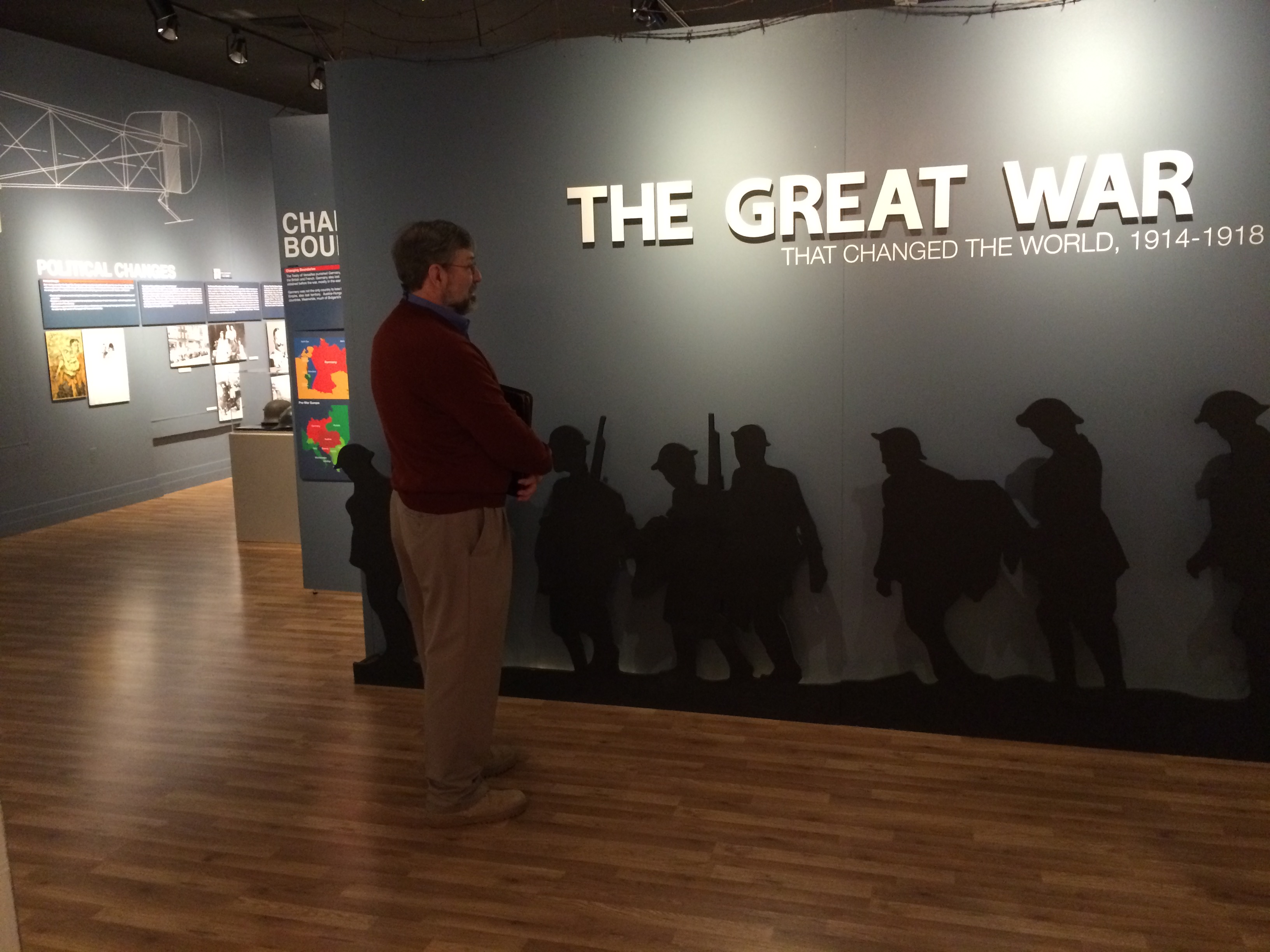Image of Georgia Southern Museum. Words on on wall read "The Great War"