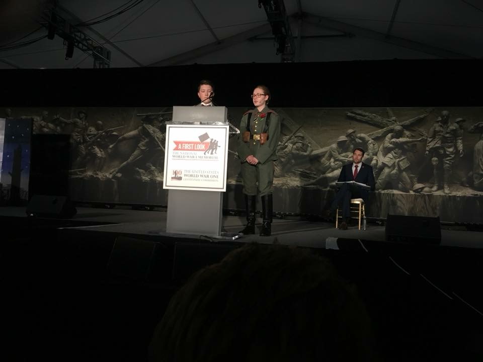 Georgia National History Day winner Daniel Wright of Monroe and Katarina Hess, a winner from Washington State, share the stories of World War I soldiers during ceremonies at the national observance in Washington, D.C. (photo courtesy Laura McCarty)