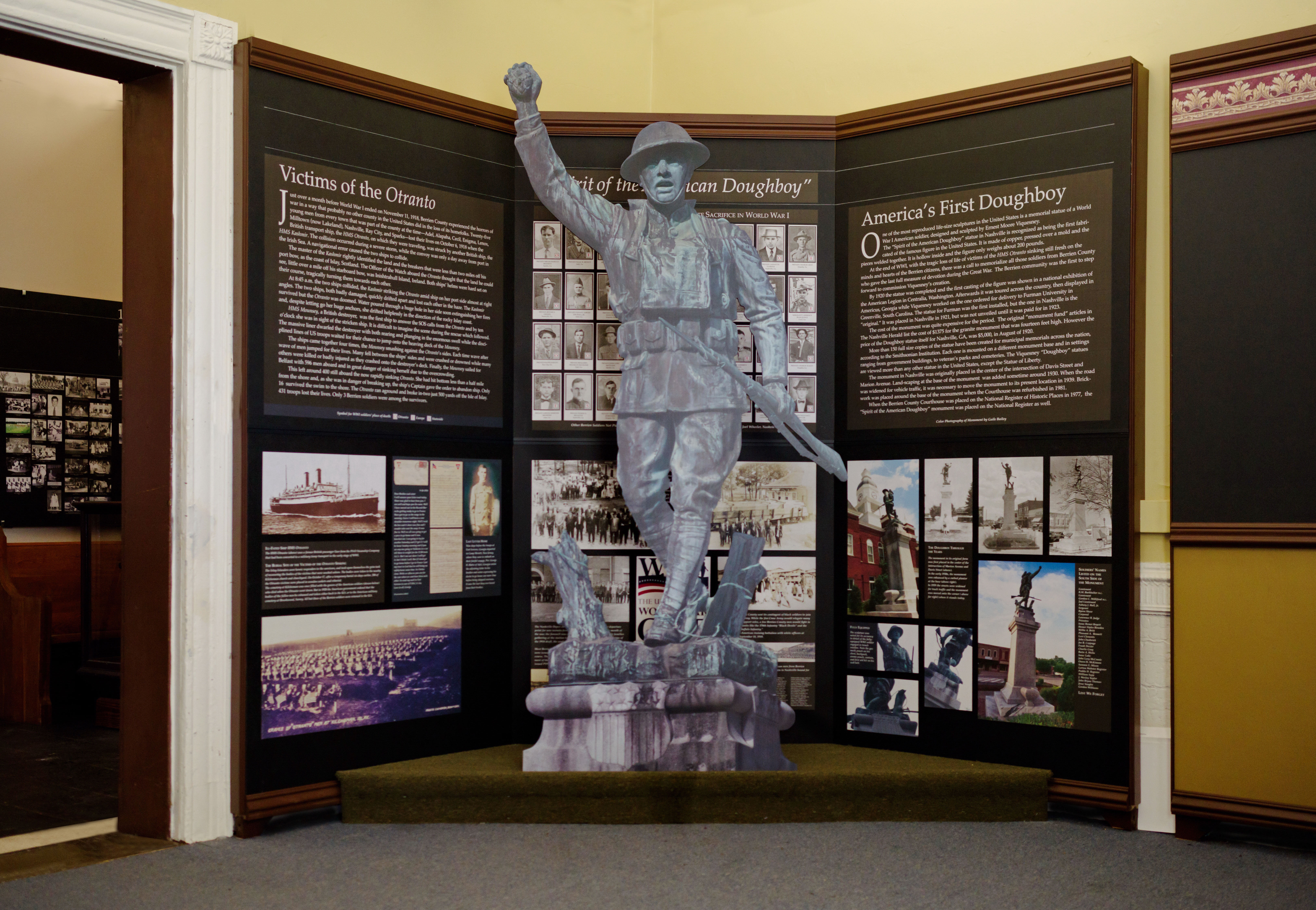 Statue of the OTRANTO DOUGHBOY in front of the exhibit