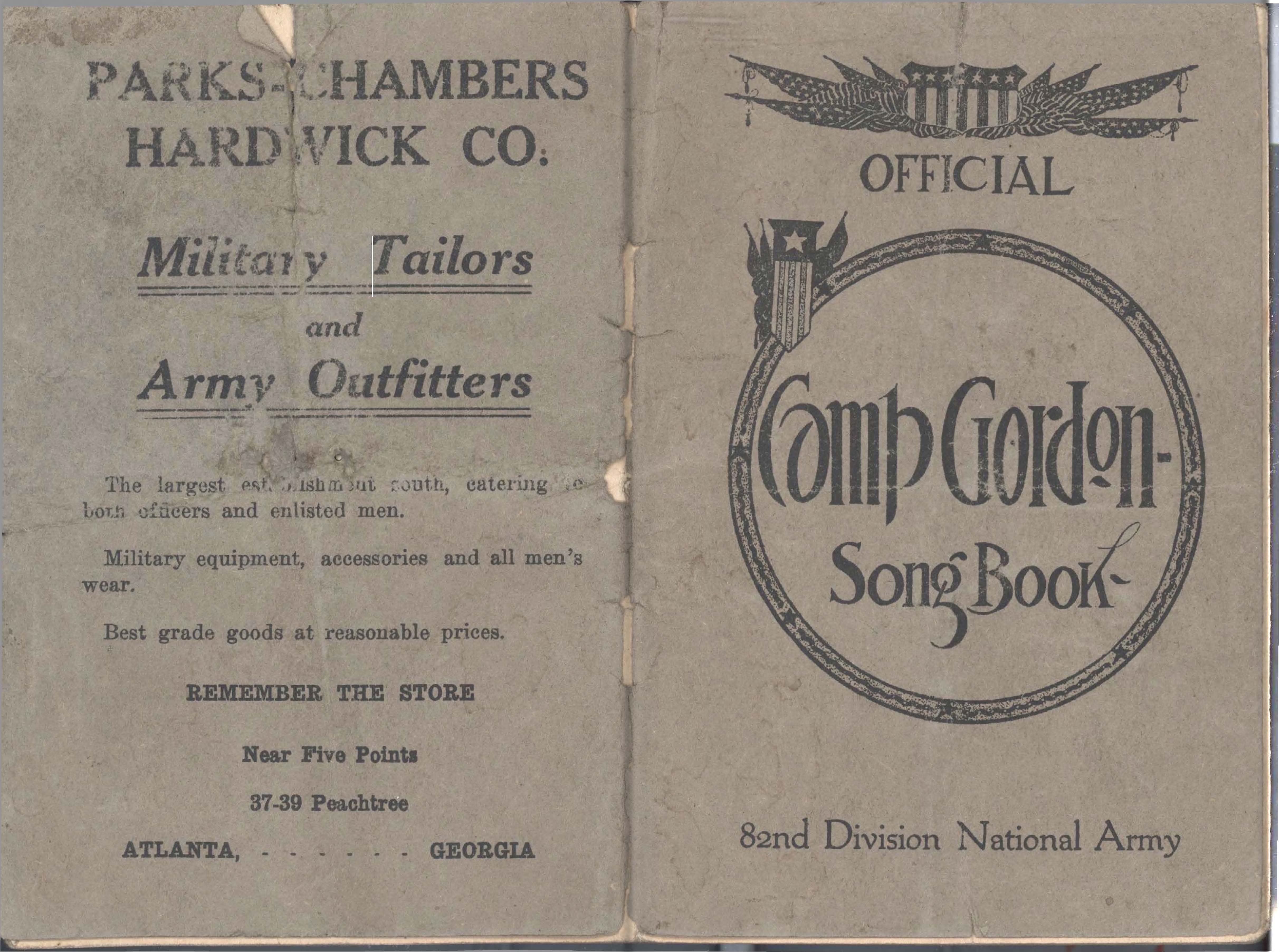 Official Camp Gordon Song Book Page 01