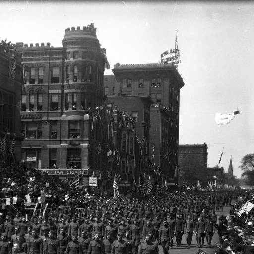 Welcome Home Day; Returned Soldiers on parade in Indianapolis 