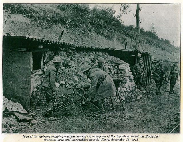 13SEP18 machine guns taken out of German dugouts near St Remy