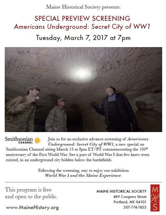 Promo for "Americans Underground" screening at Maine Historical Society