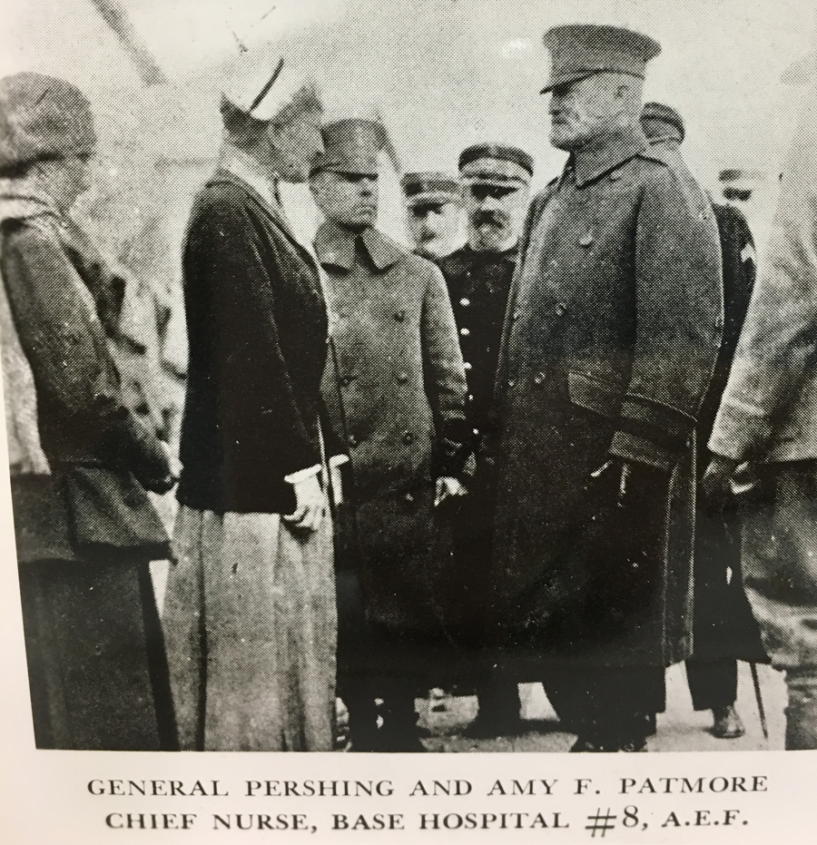 General Pershing visits with Amy F. Patmore, Chief Nurse at AEF Base Hospital #8, Savenay, Department Loire Inferieure, France 