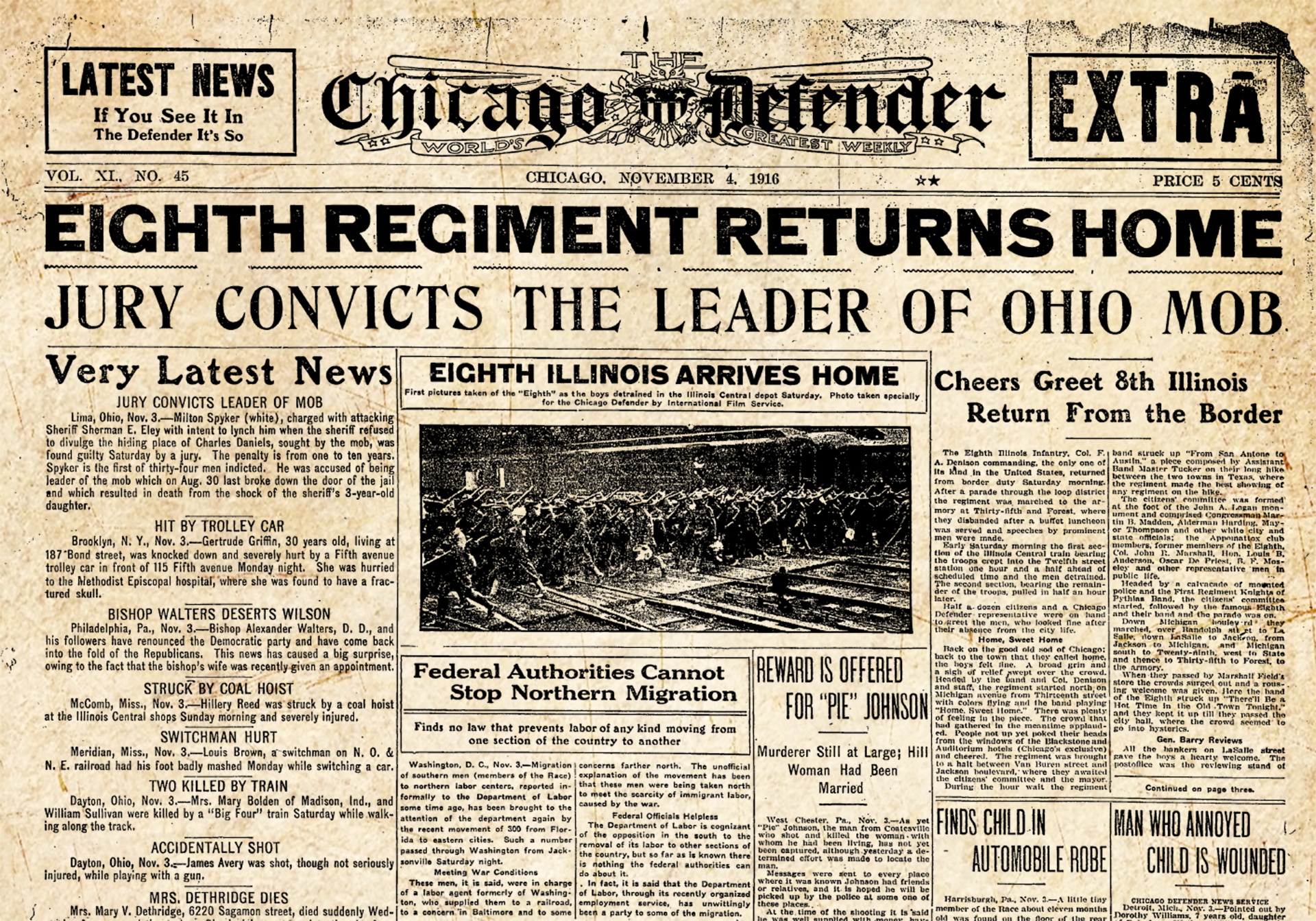 EIGHTH REGIMENT RETURNS HOME 