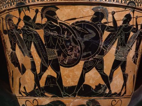 fighting over body of patroclus friend of achilles during trojan war