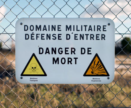 Danger Sign in French Battlefield