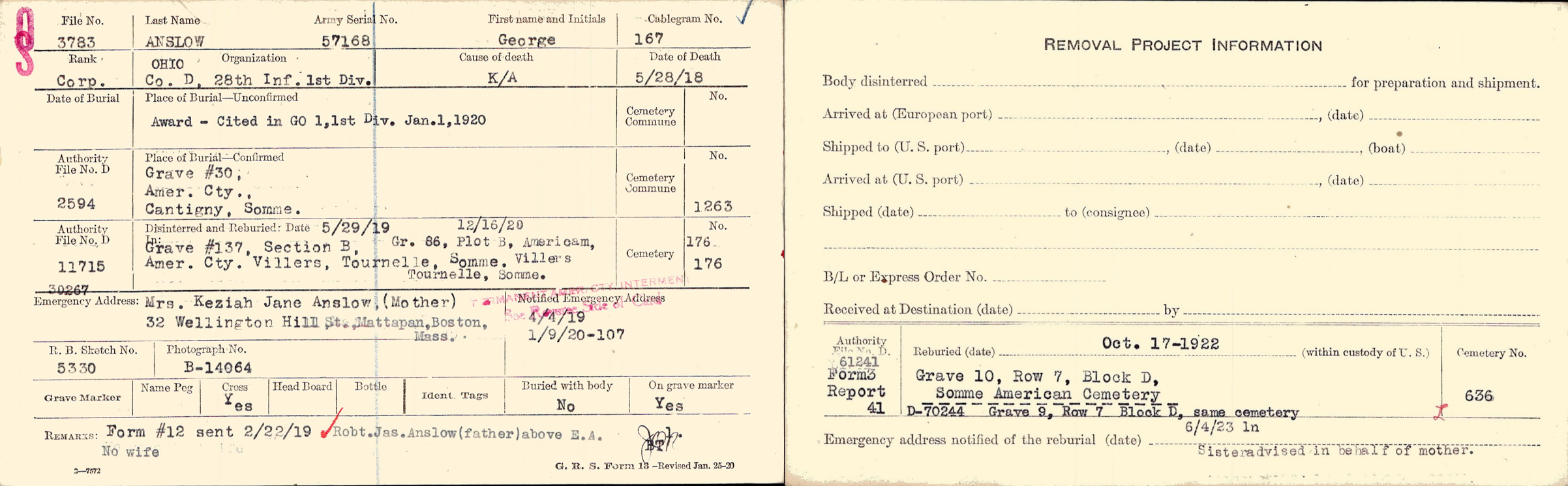 Burial Card Both Sides