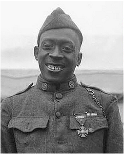 Henry Johnson wearing his Croix de Guerre in 1918