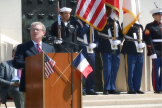 Paul White AOMDA speaking at Somme American Military Cemetery Memorial Day