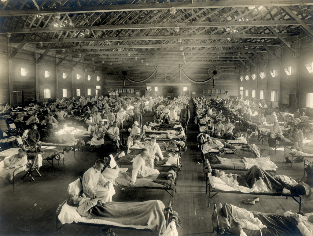 Emergency hospital during Influenza epidemic Camp Funston Kansas NCP 1603