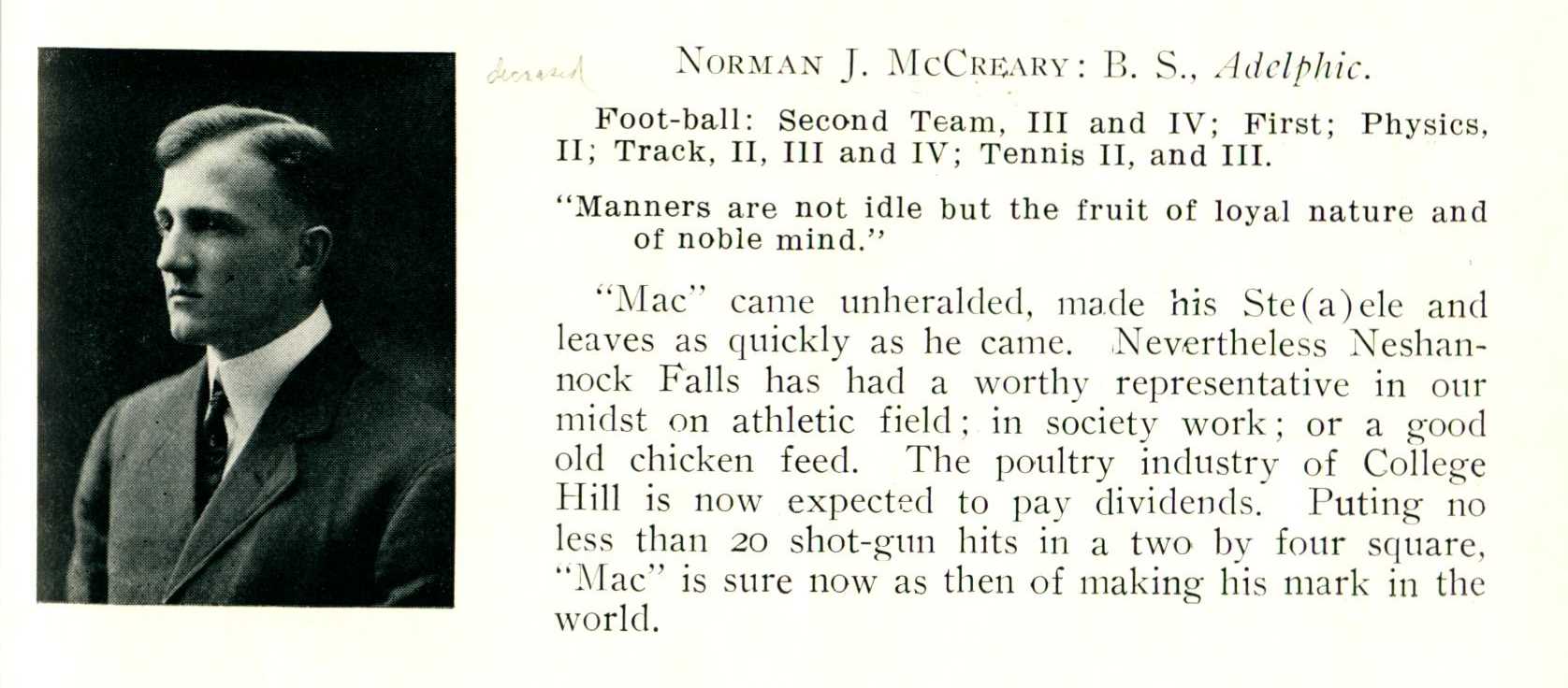 McCreary Norman J. Class of 1914
