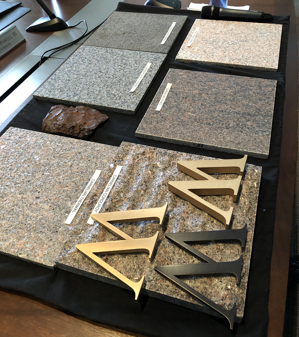 Some of the building material details that were presented to included granite colors etcpng