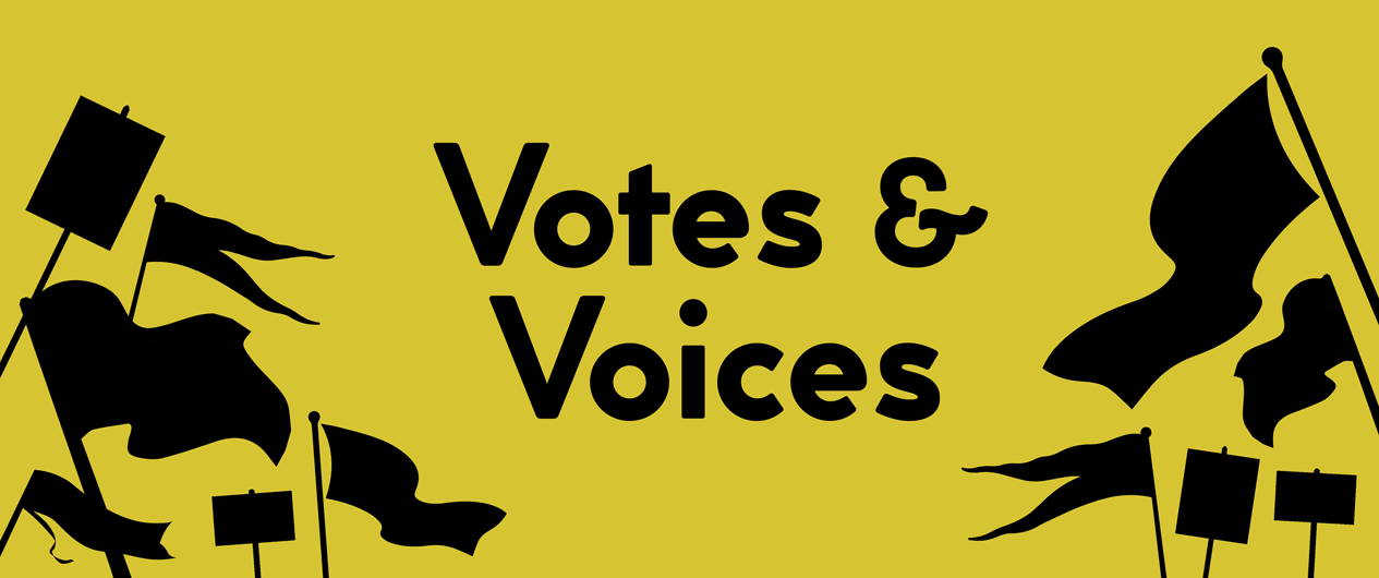 Votes Voices exhibition graphic