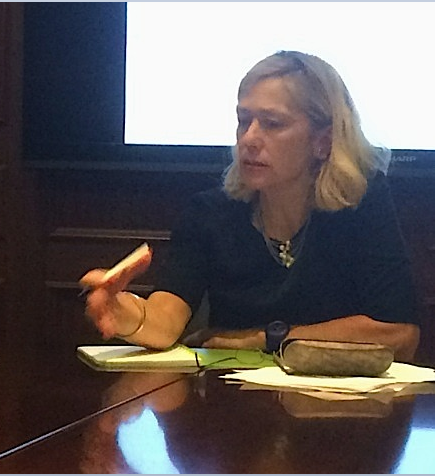 Sophie De Schaepdrijver speaking at Georgetown University