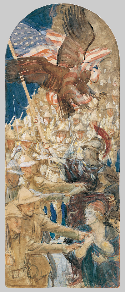 John Singer Sargent (American, Florence 1856–1925 London) Study for The Coming of the Americans, Watercolor, gouache, and graphite on off-white laid paper
