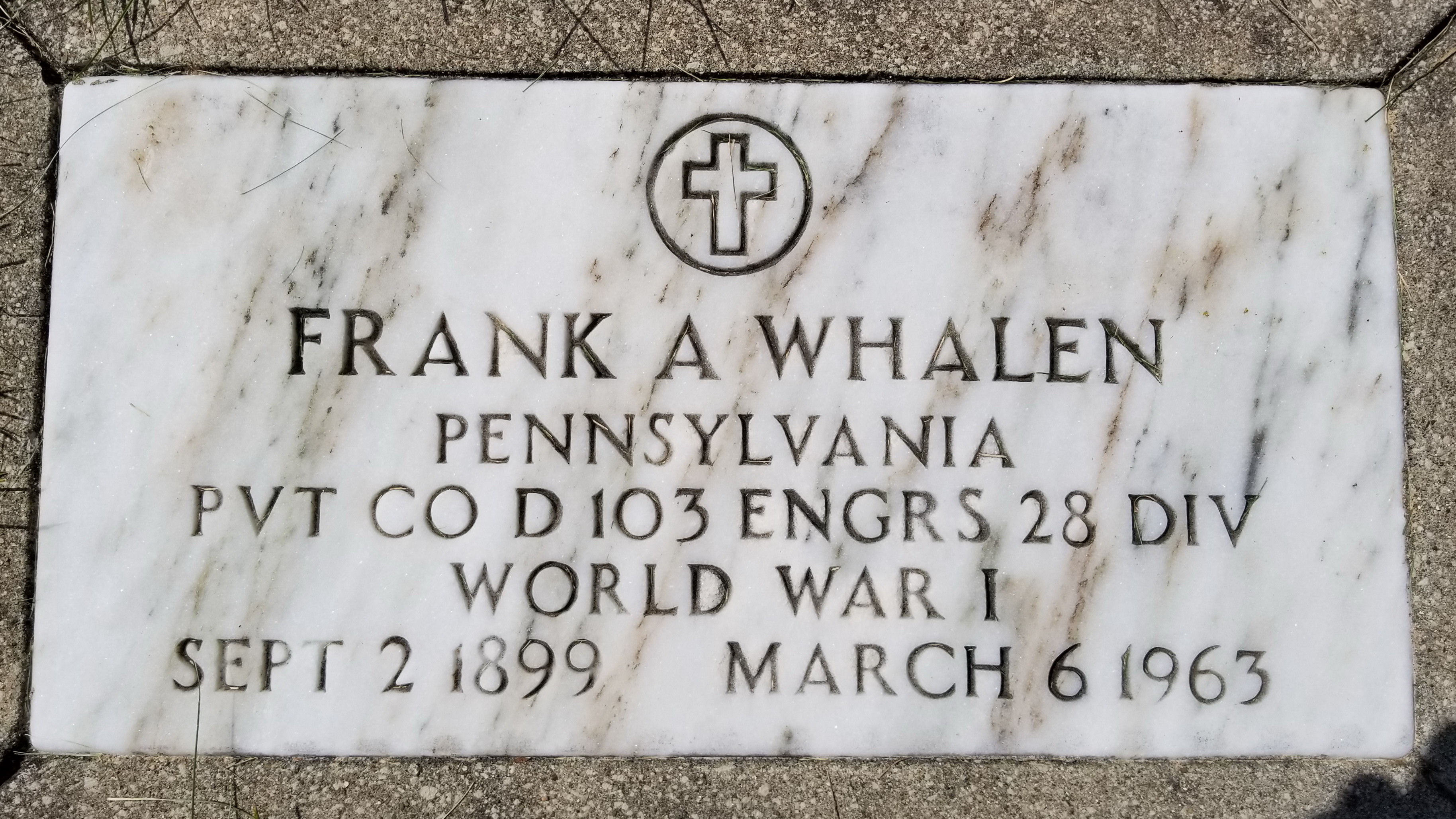 Francis Whalen's Grave Marker