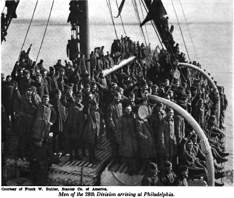 Men of 28th Div arriving Phila 1919