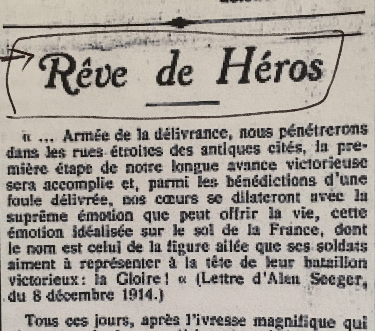 Reve de heros Le Gaulois October 8 1918