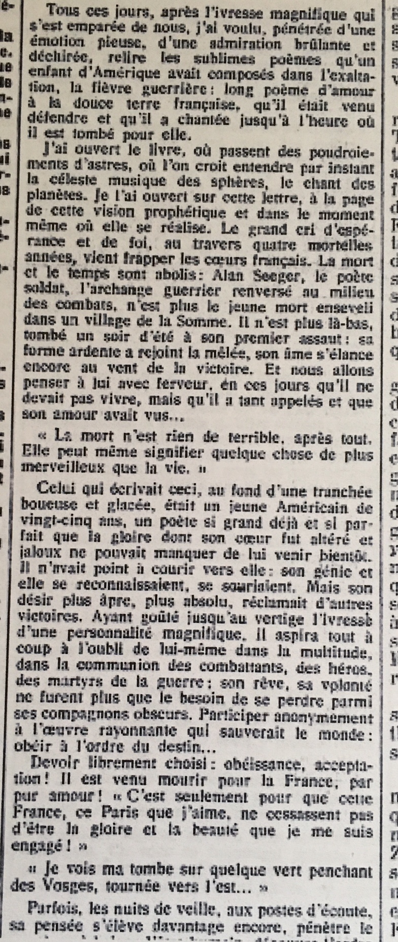 Reve de heros Le Gaulois October 8 1918 continued