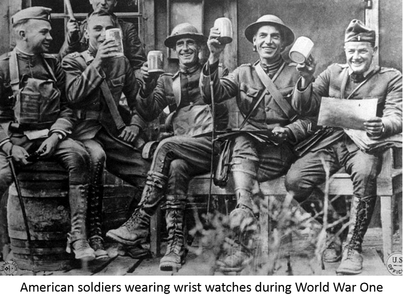 U.S. World War One Soldiers wearing wrist watch
