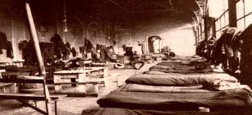 A ward of Base Hospital 32 Hospital A, circa 1918. Photo courtesy of Indiana War Memorial.