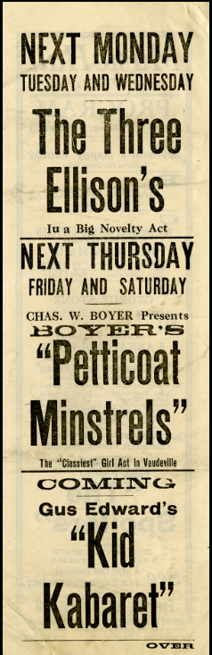 A vaudeville concert program from Jan. 1914
