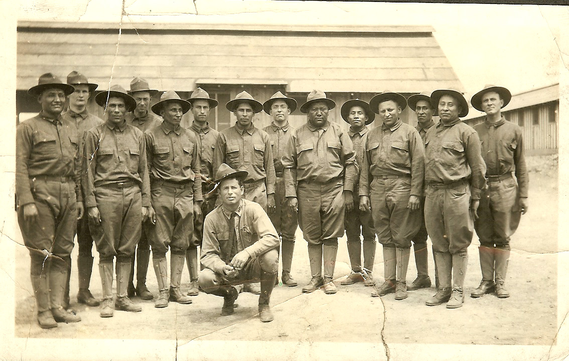 Captain Ben Davis Locke (Choctaw) with American Indian soldiers