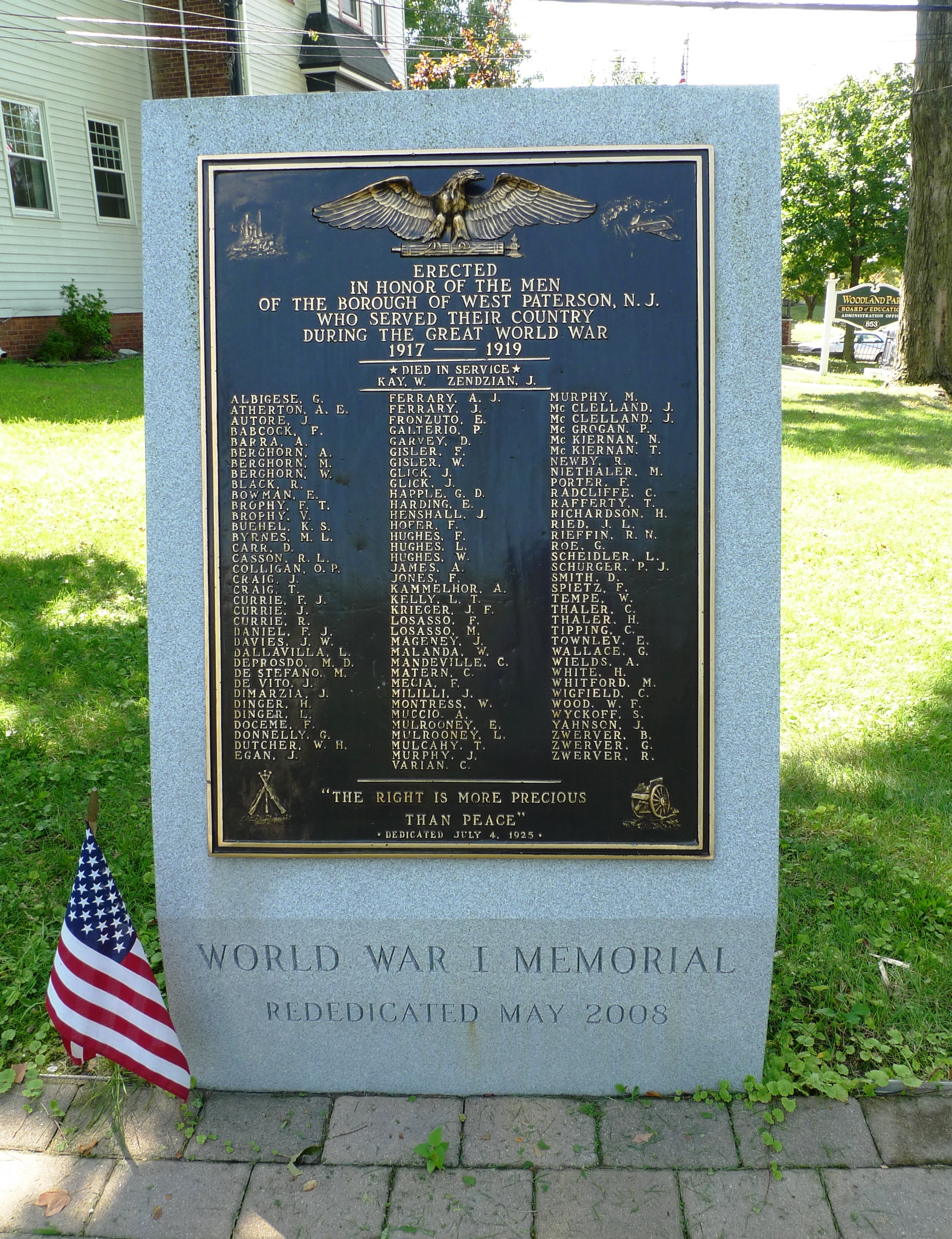 Zoom on the image : WWI Memorial - West Paterson