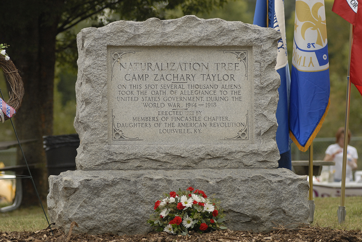 Zoom on the image : The Naturalization Tree Monument at Camp Zachary Taylor