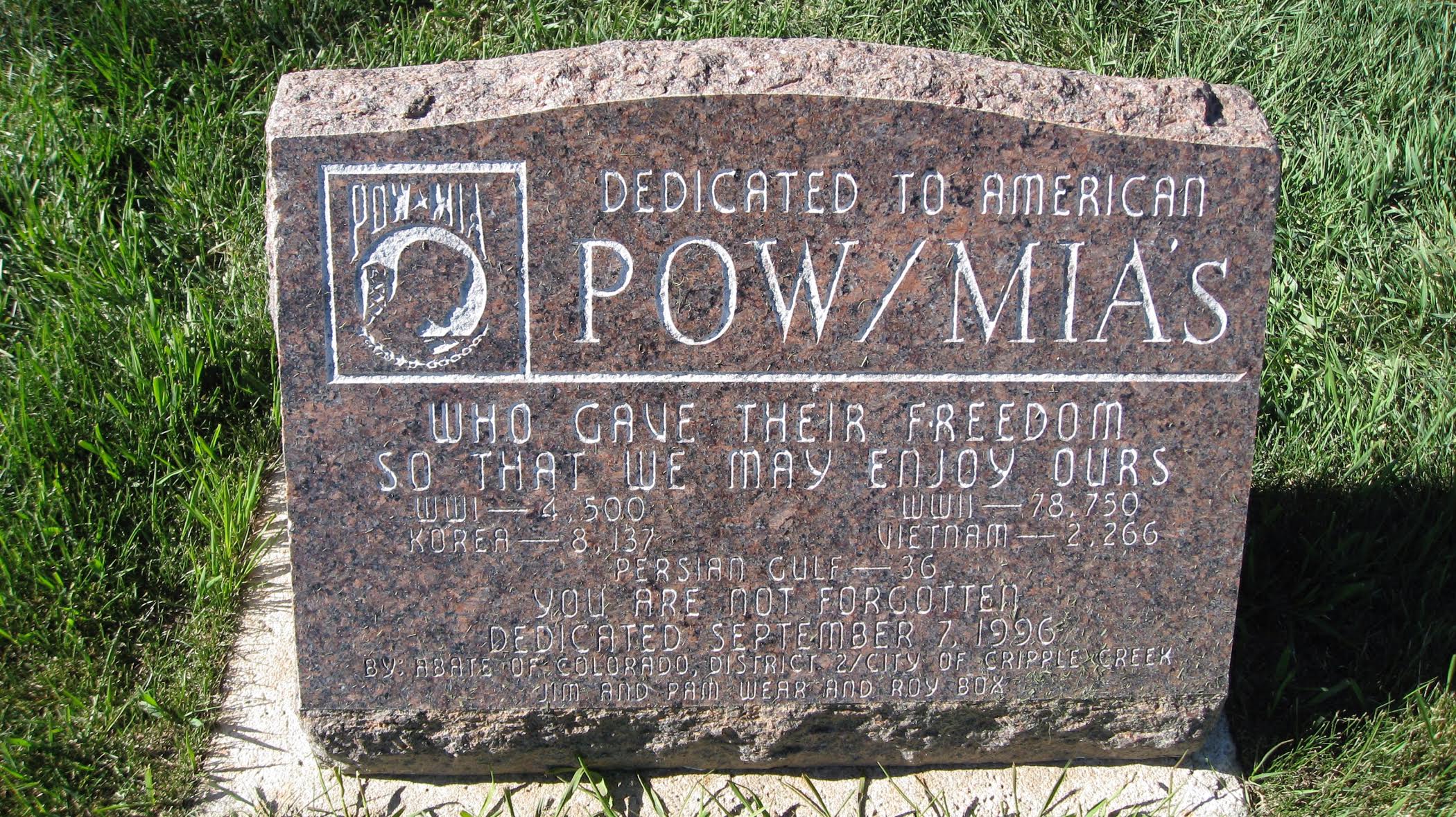 Zoom on the image : Cripple Creek POW/MIA Memorial