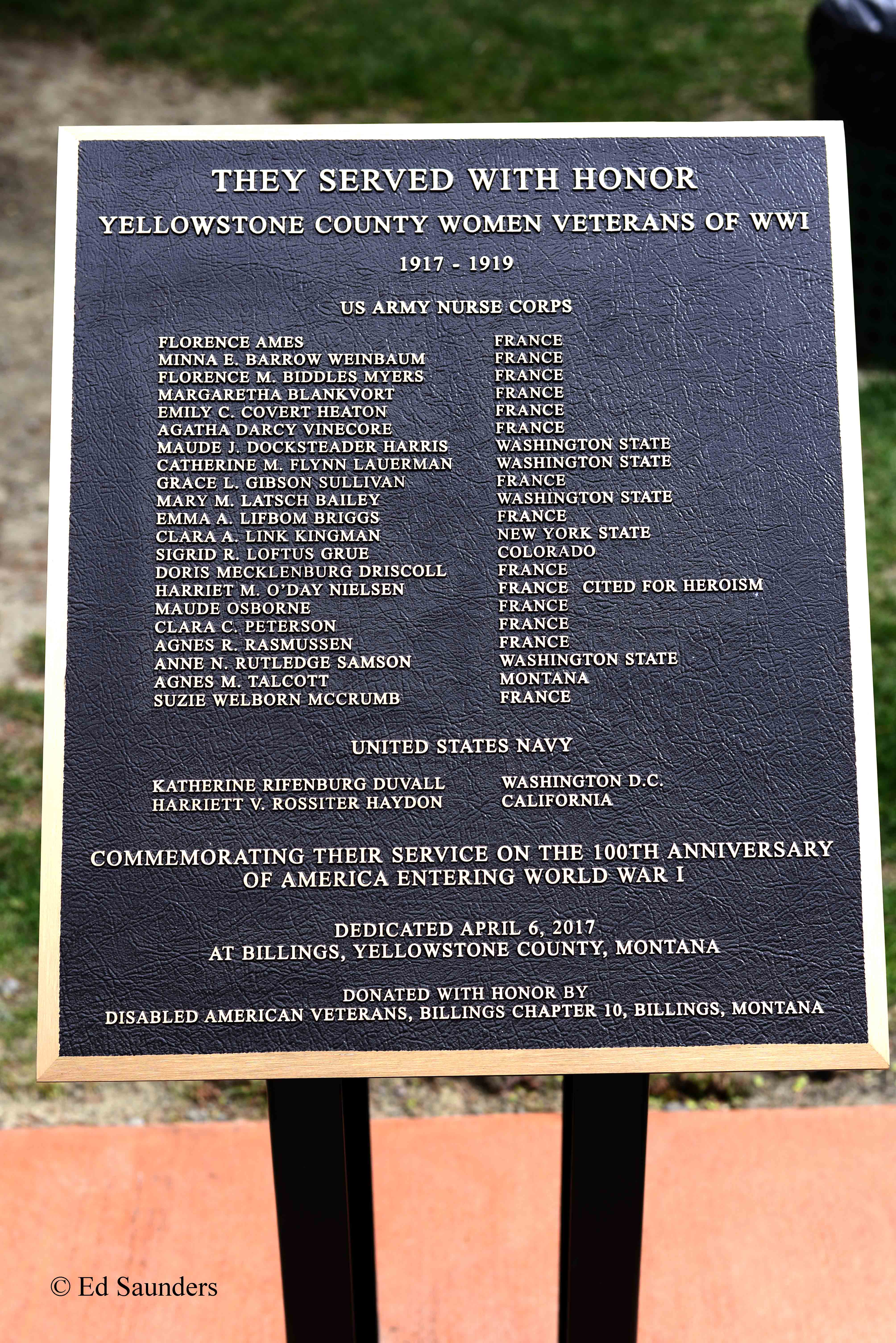 Zoom on the image : Women's WWI Memorial of Yellowstone County, Montana