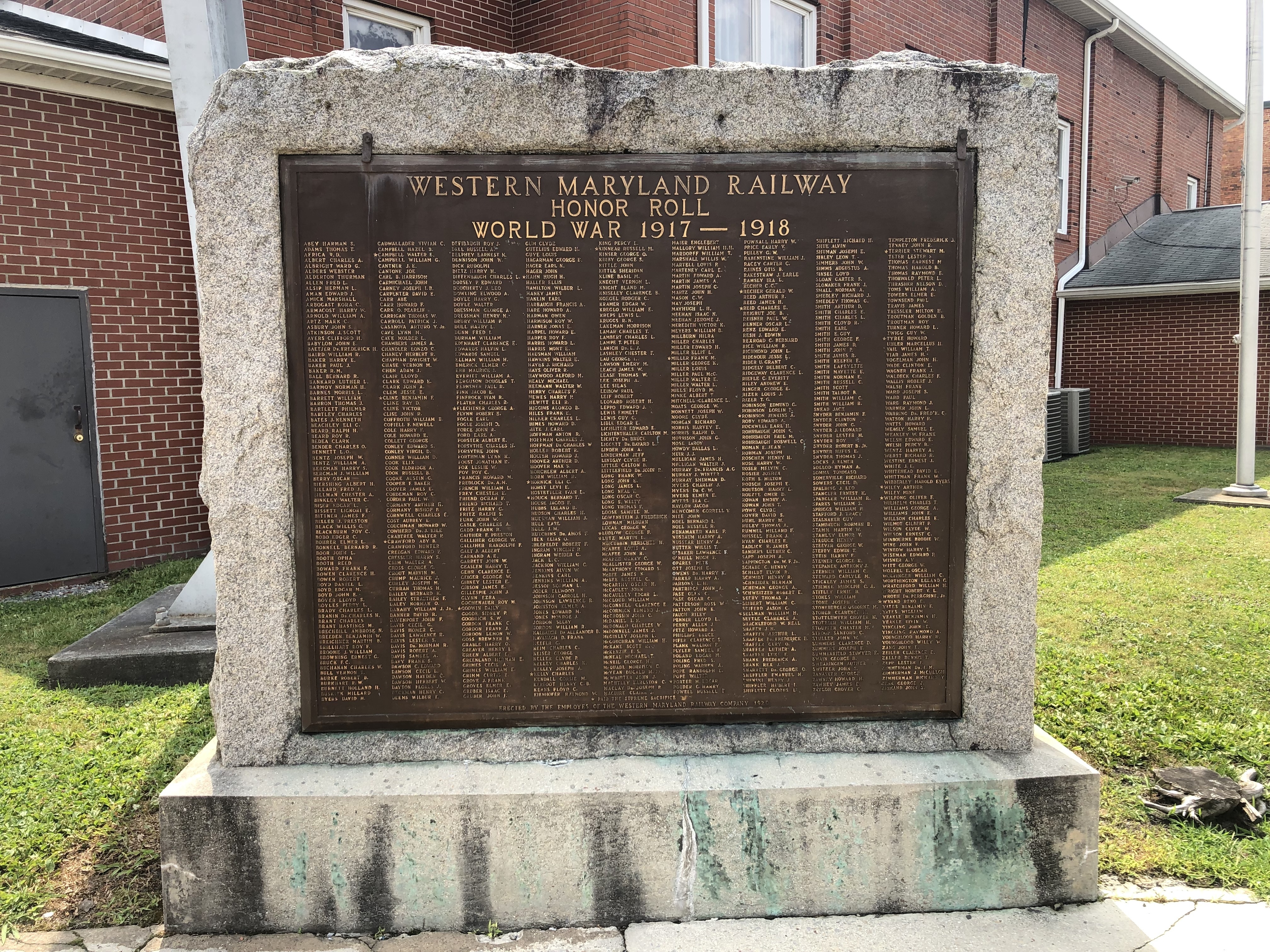 Zoom on the image : Western Maryland Railway Honor Roll