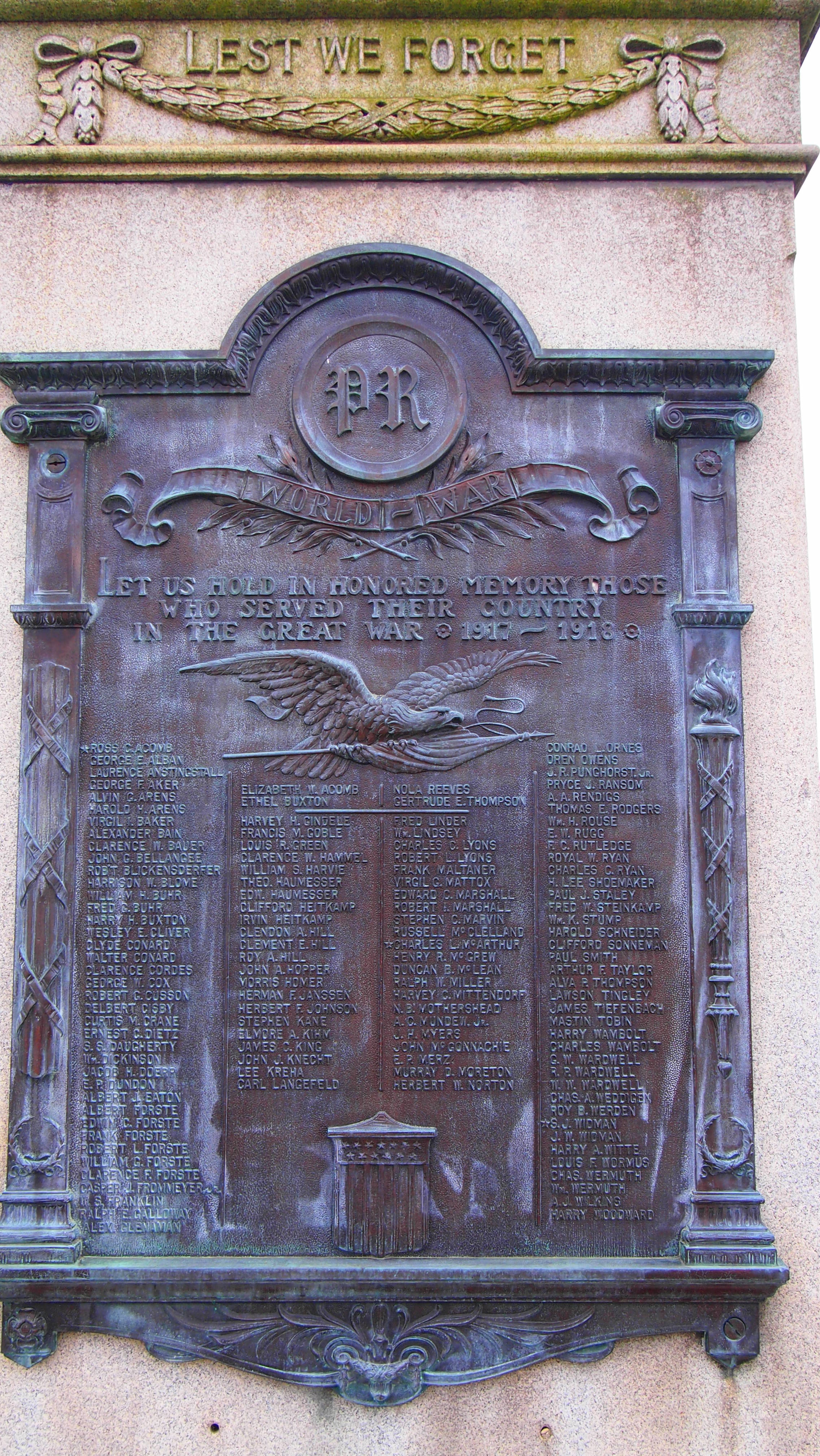 Zoom on the image : Pleasant Ridge World War I Marker