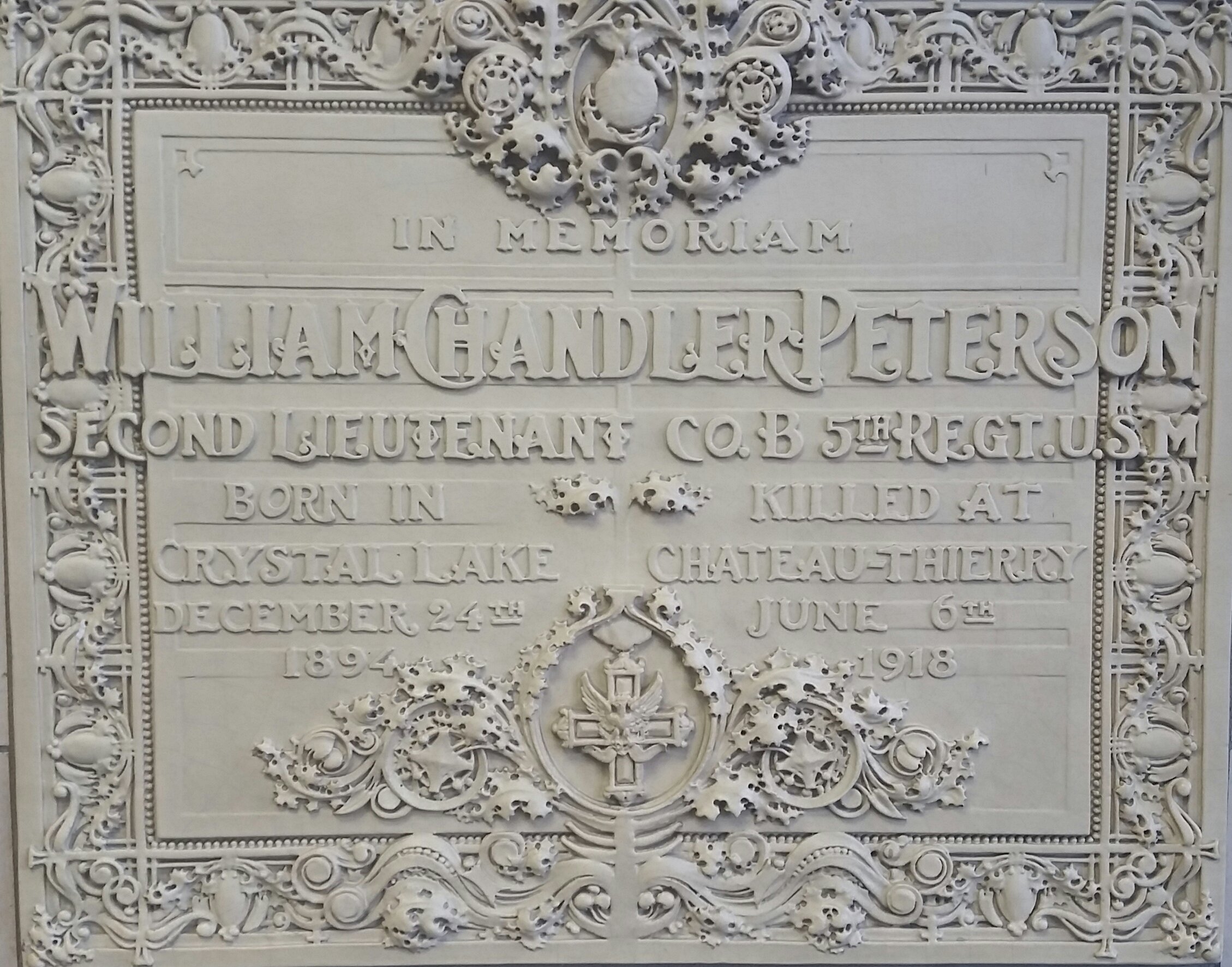 Zoom on the image : William Chandler Peterson Plaque