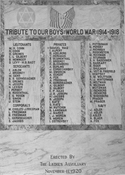 Zoom on the image : Fort Worth Jewish Honor Roll to OUR BOYS