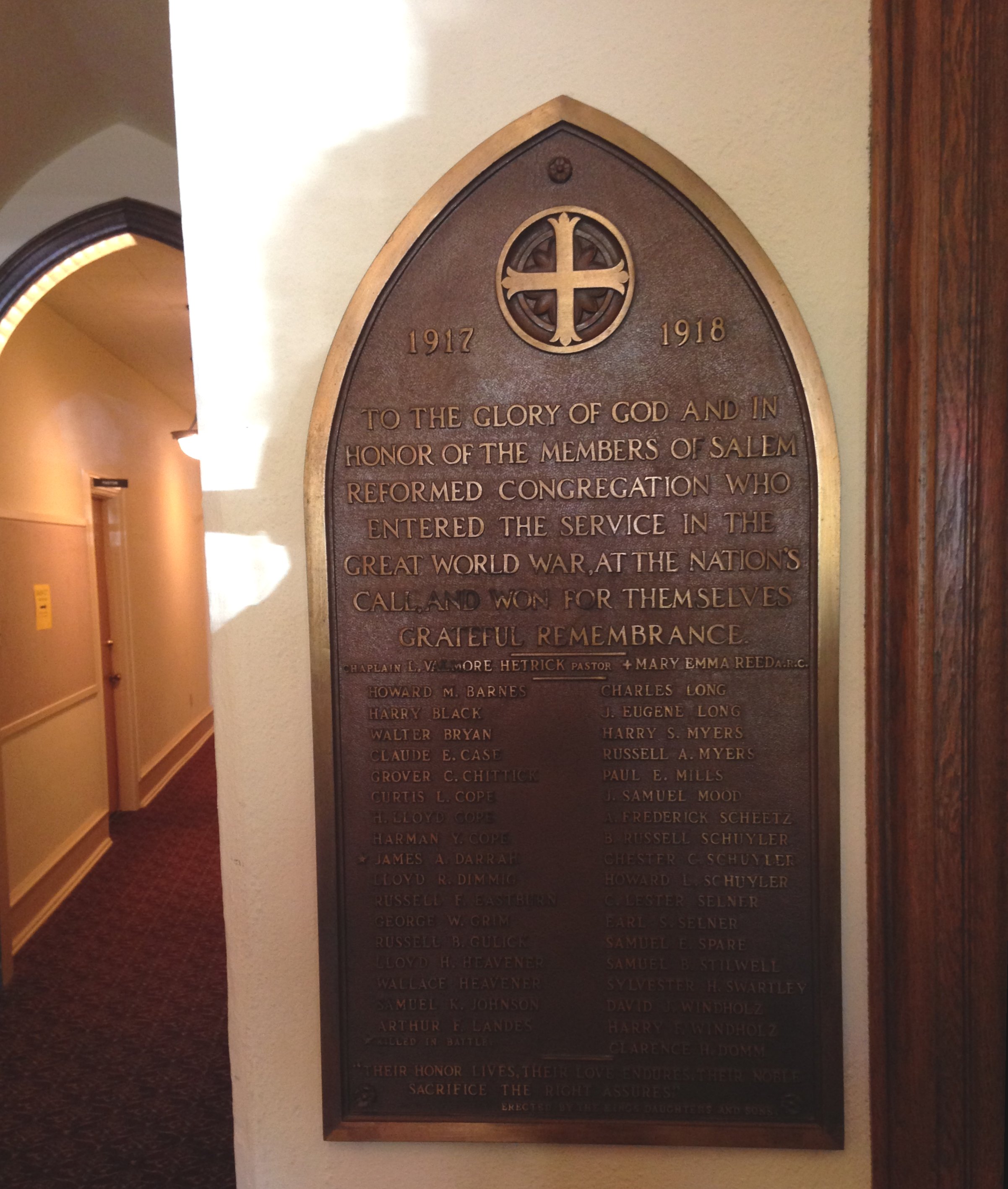 Zoom on the image : Salem United Church of Christ Memorial Plaque