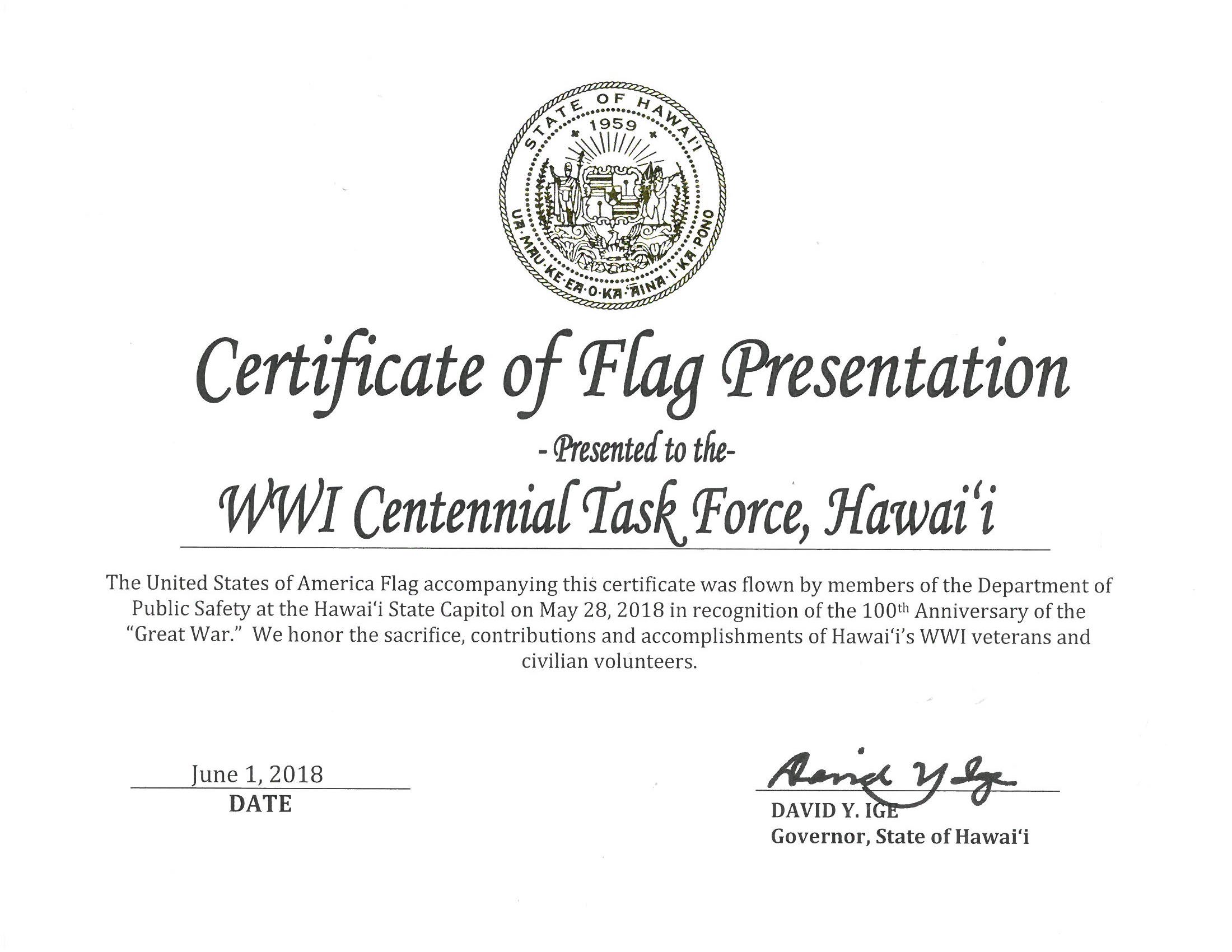 Gov Cert WWI Cent 2
